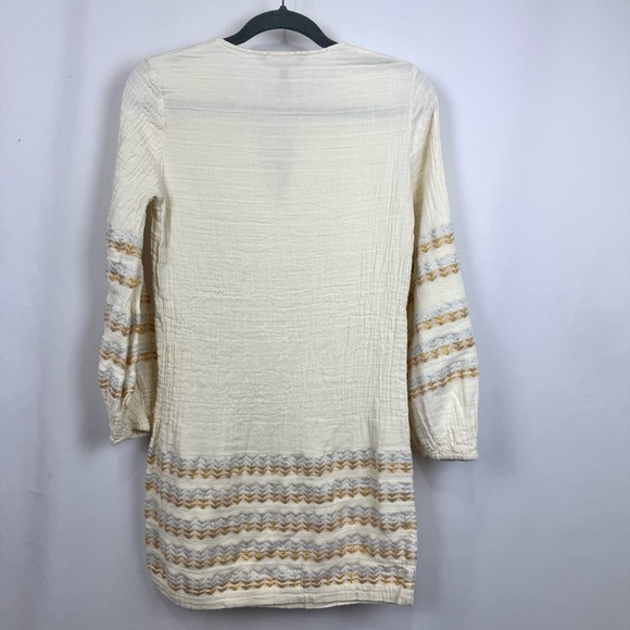 BCBGMAXAZRIA Keely Tunic Dress Long Sleeve Metallic Stripe Boho Notch Neck Sz XS - Picture 4 of 12